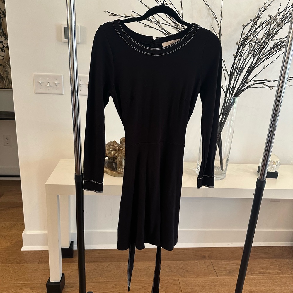 LOFT Black Sheath Dress Long Sleeve Crew Neck - Size 4P